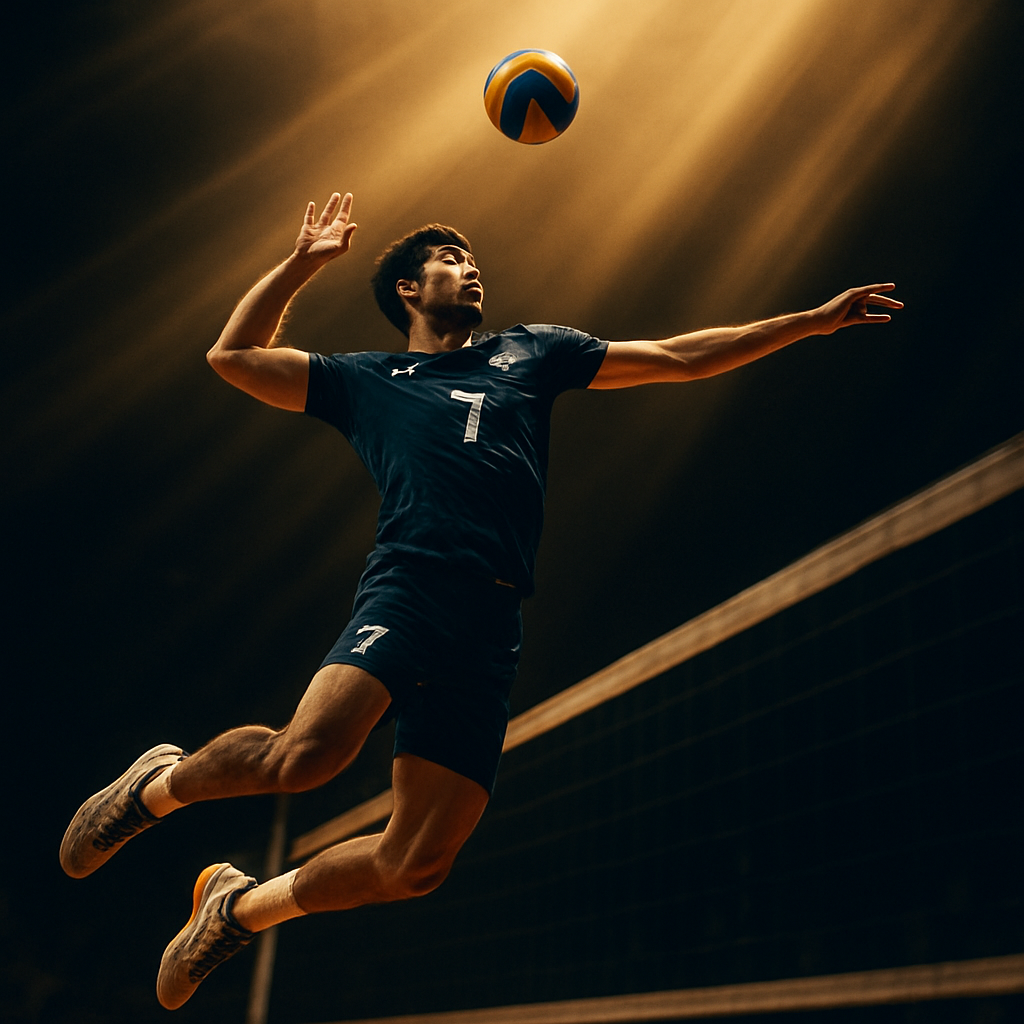 Jugador de voleibol en accion
